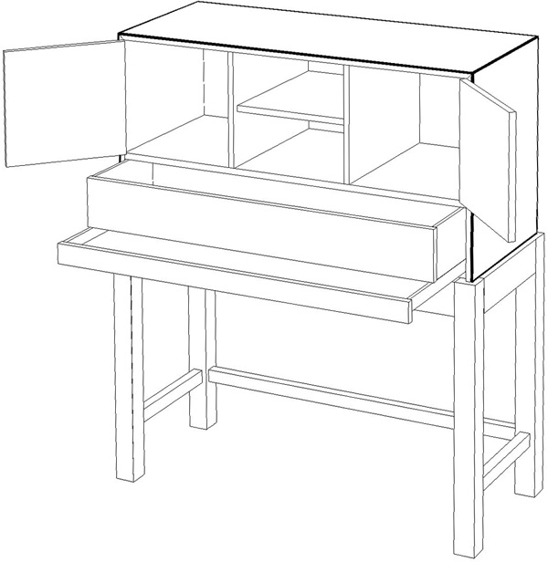 職人試験受験作品をCAD製図で描きました