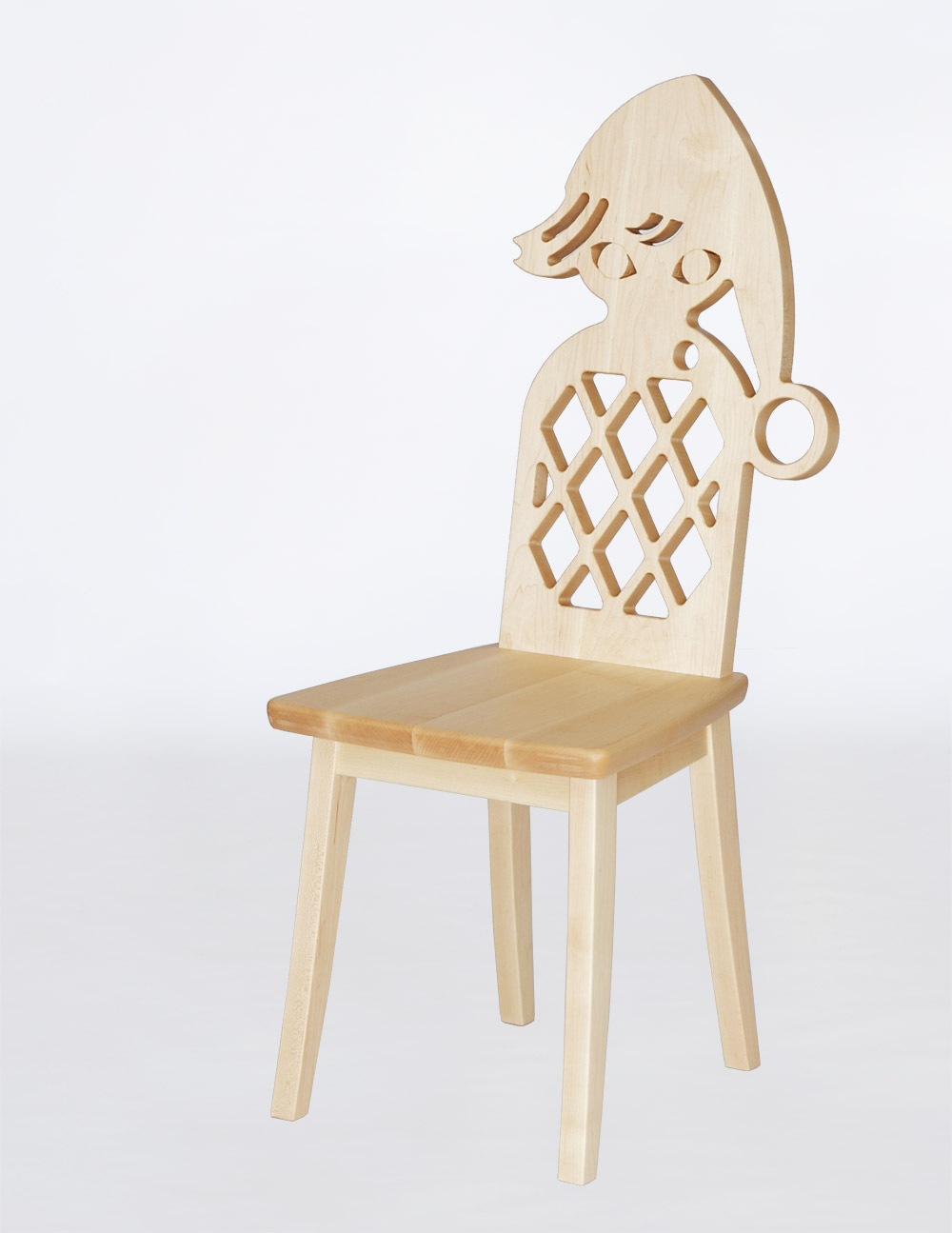 藤城清治さんの小人をモチーフにしたメープルの椅子