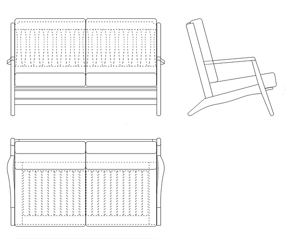 ソファーの三面図
