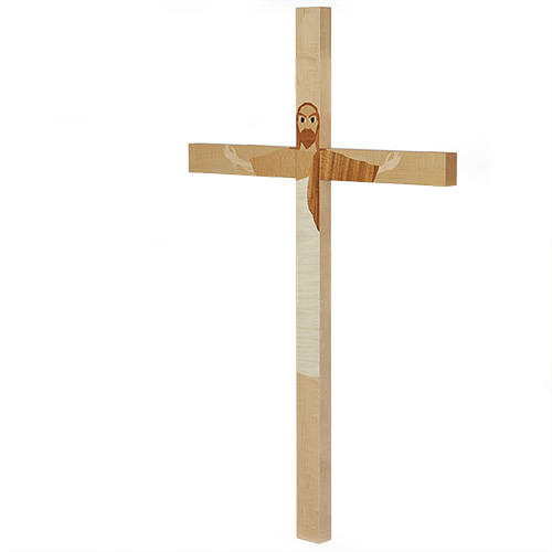 木象嵌で装飾した木の十字架