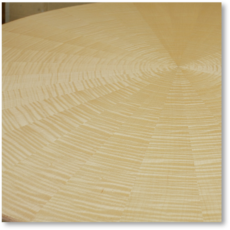 Radial Circular Table with white sycamore
