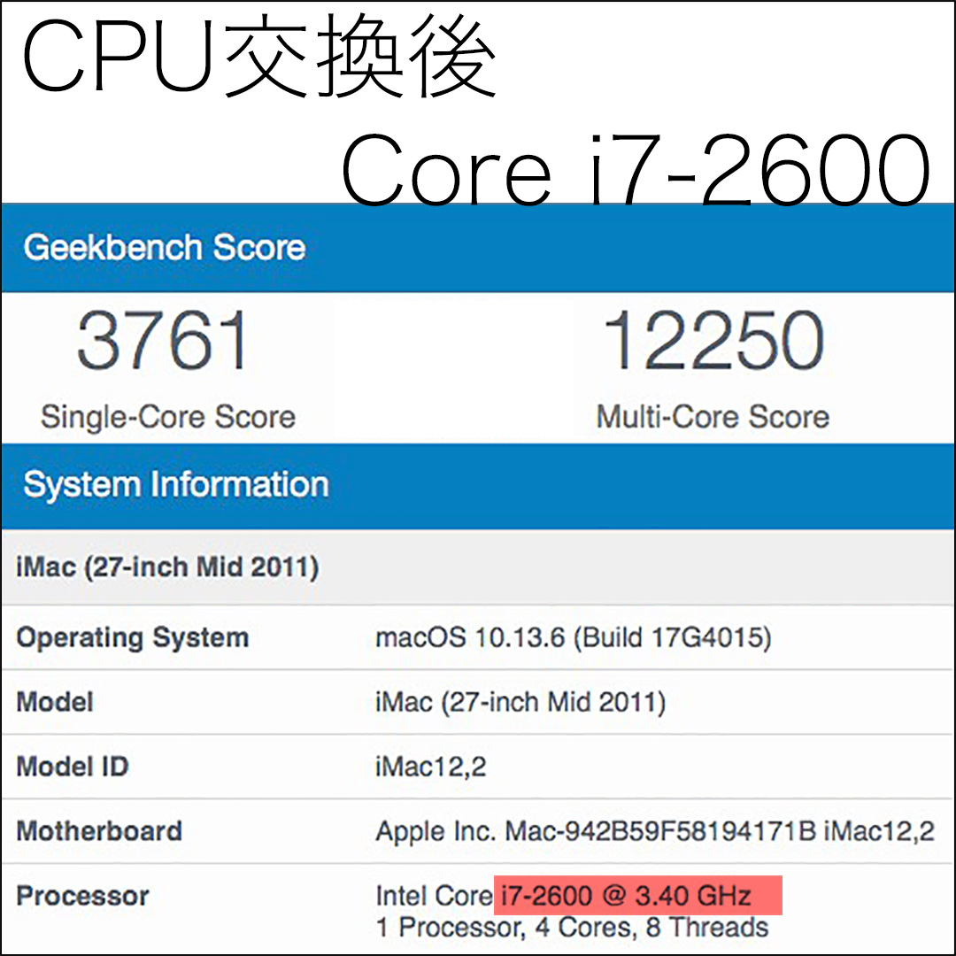 Geekbench iMac 2011 Core i7-2600