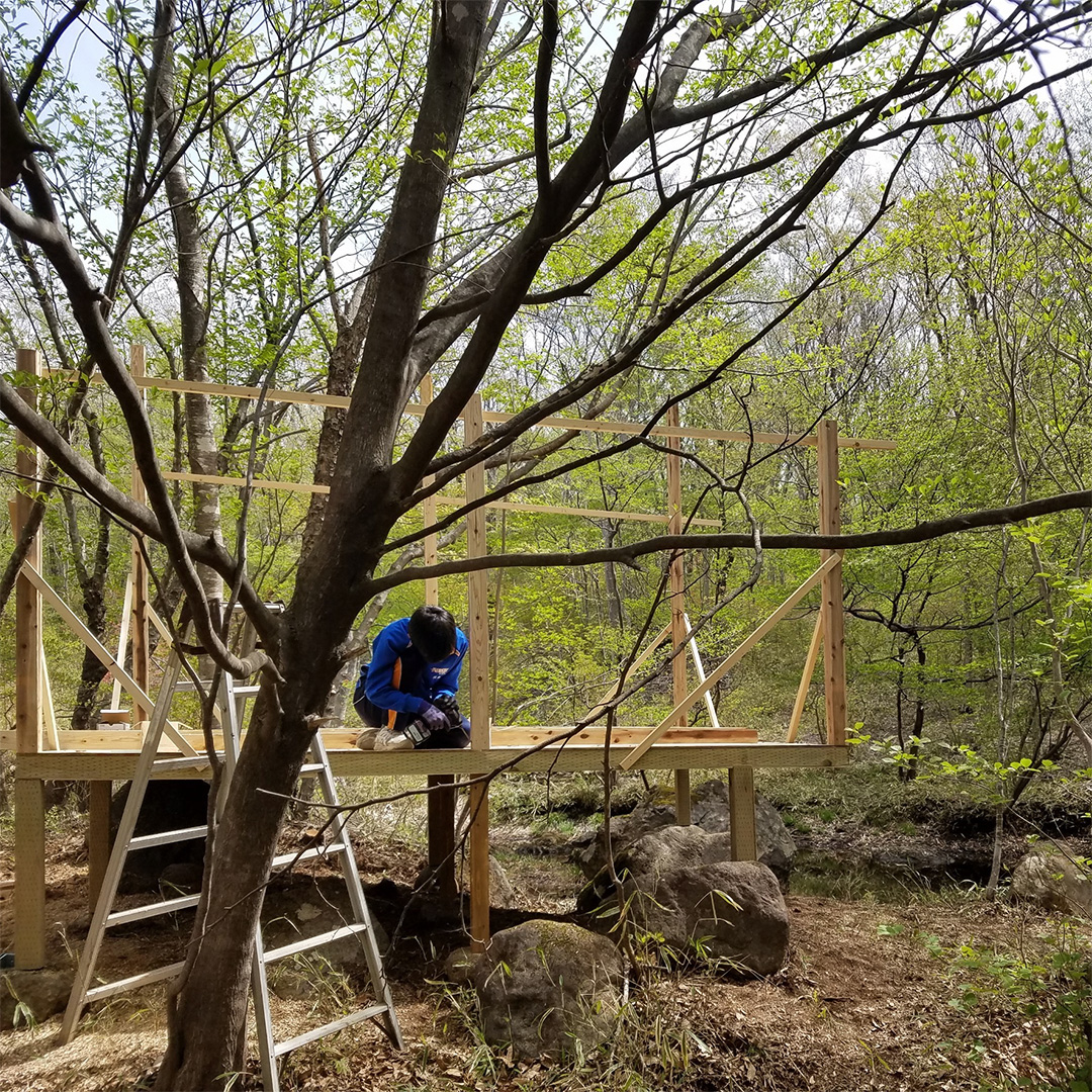 那須の森で小屋作り