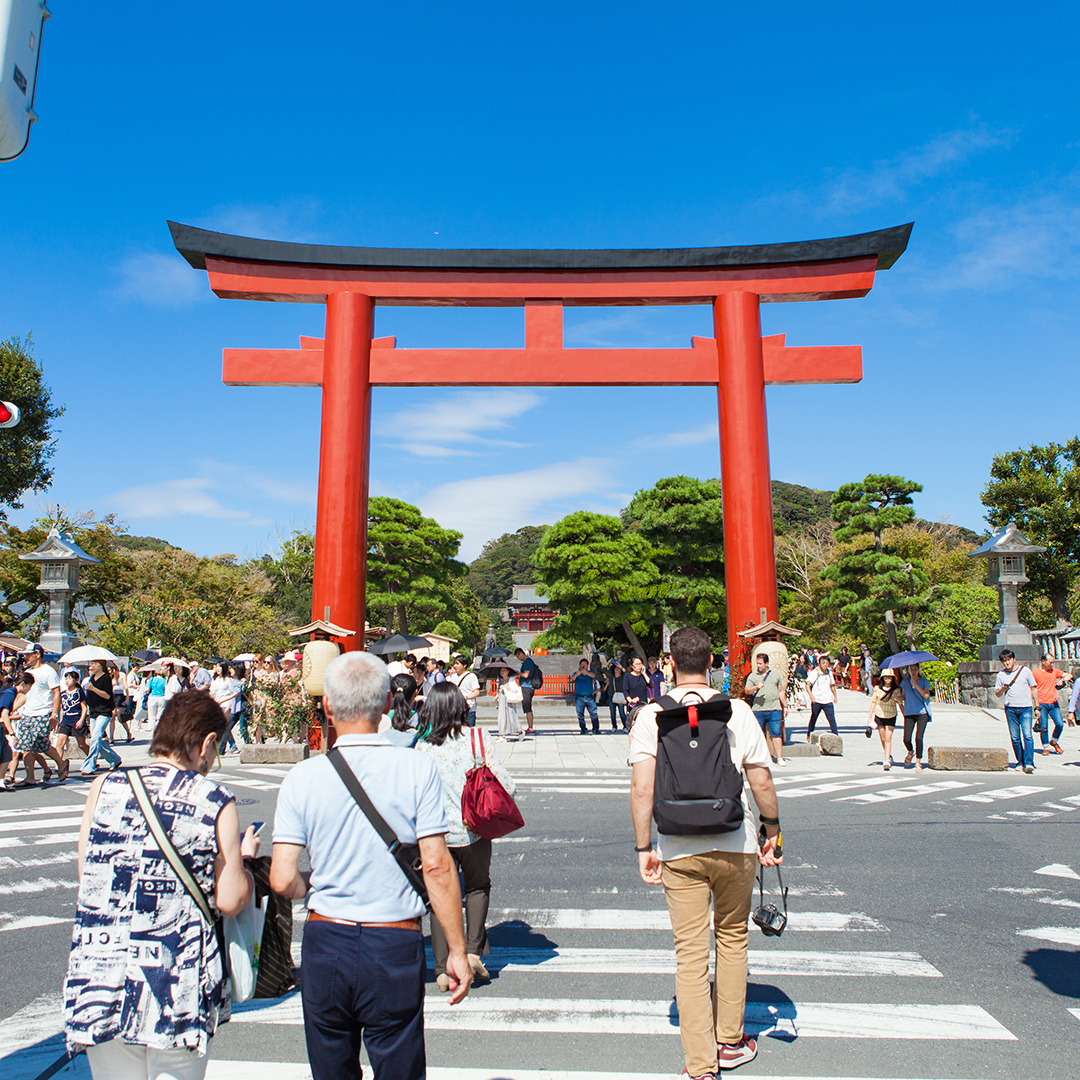 若宮大路から八幡宮を望む