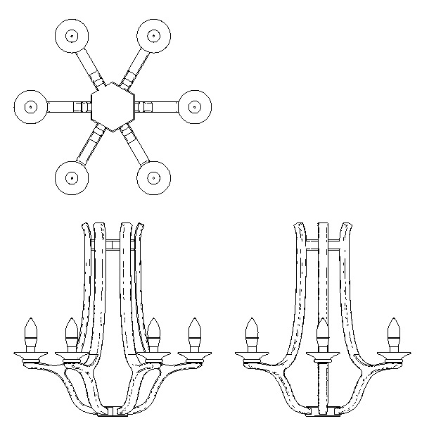 シャンデリアの三面図