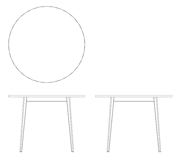 ラウンドテーブルの三面図